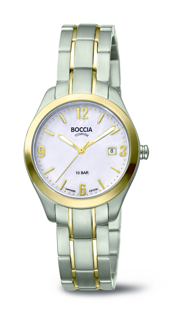 Boccia 3317-03 Horloge Titanium Saffierglas zilver-en goudkleurig 31 mm 1