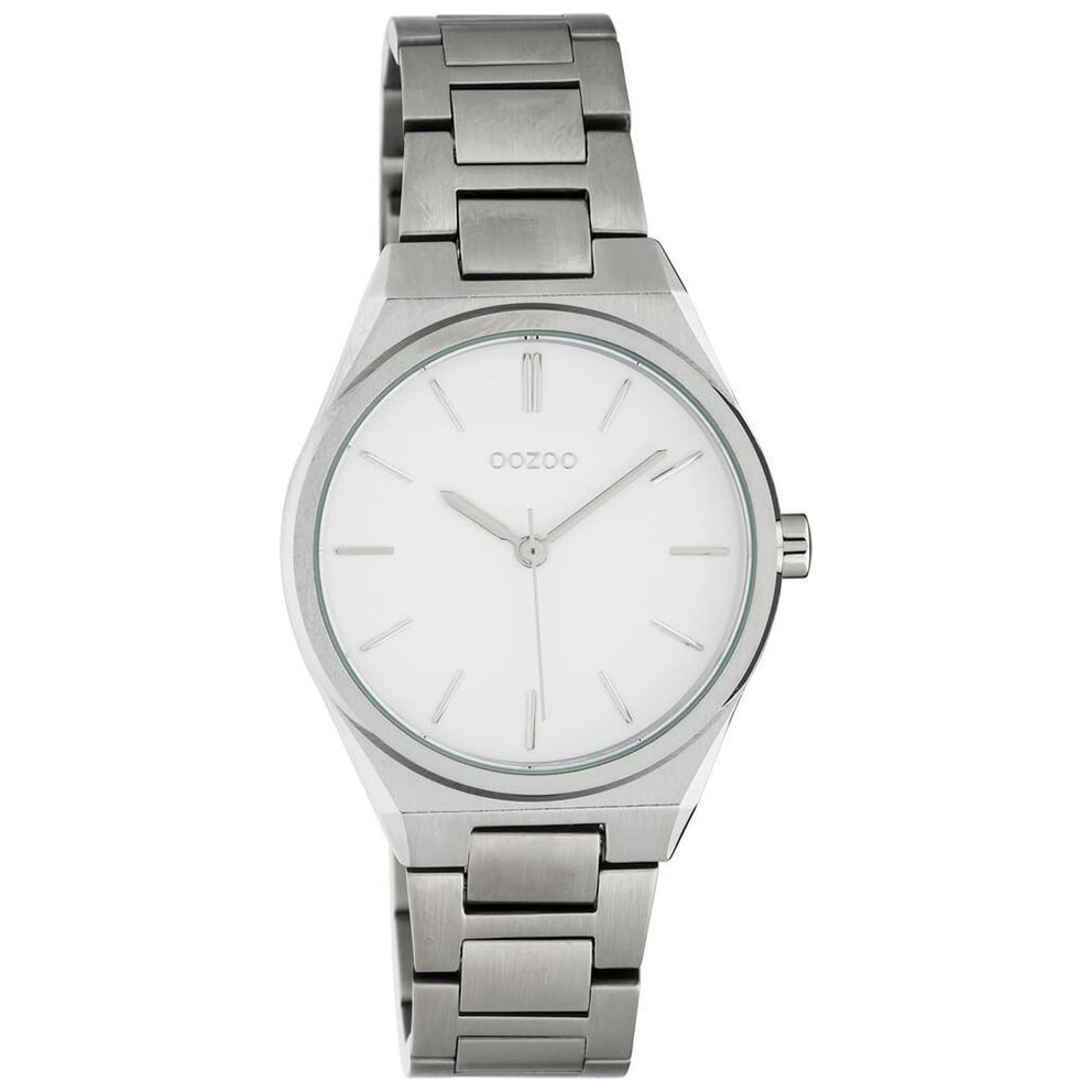 OOZOO C10525 Horloge Timepieces staal zilverkleurig-wit 34 mm 1