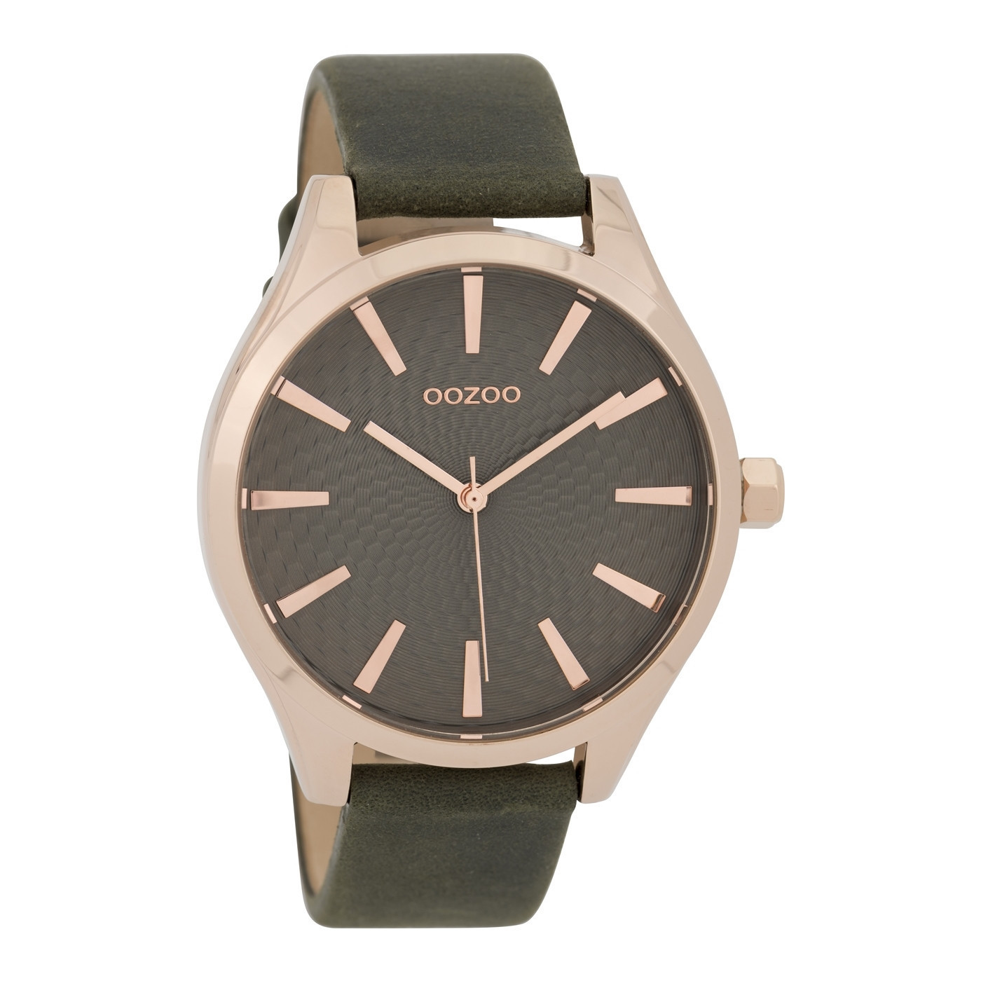 OOZOO Horloge Timepieces Collection staal/leder rosekleurig-donkergrijs C9688 1