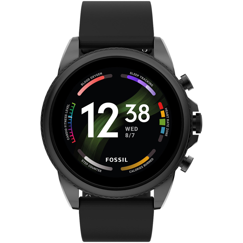 Fossil FTW4061 Horloge Smartwatch Gen. 6 staal-siliconen zwart 44 mm 1