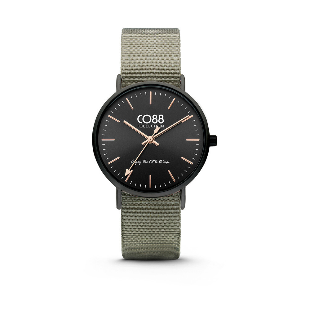 CO88 Horloge staal/nylon zwart/groen 36 mm 8CW-10037  1
