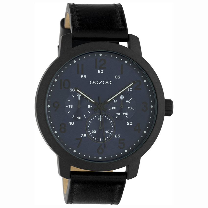 OOZOO C10509 Horloge Timepieces staal/leder black-deepblue 45 mm 1