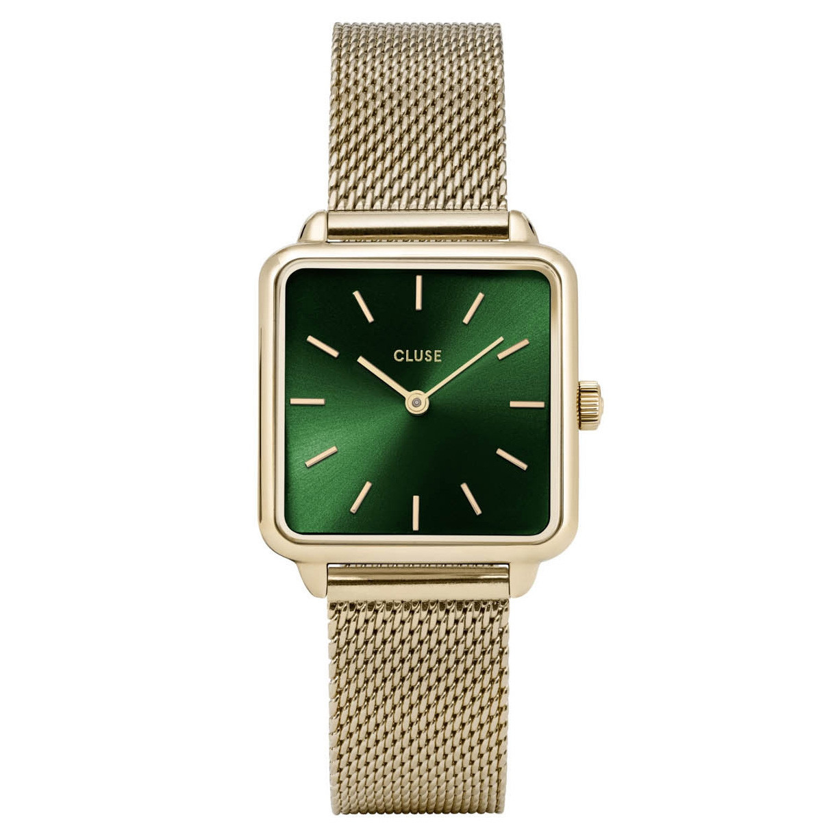 Cluse CW0101207013 Horloge La Tetragone Mesh goudkleurig-groen 29 mm 1