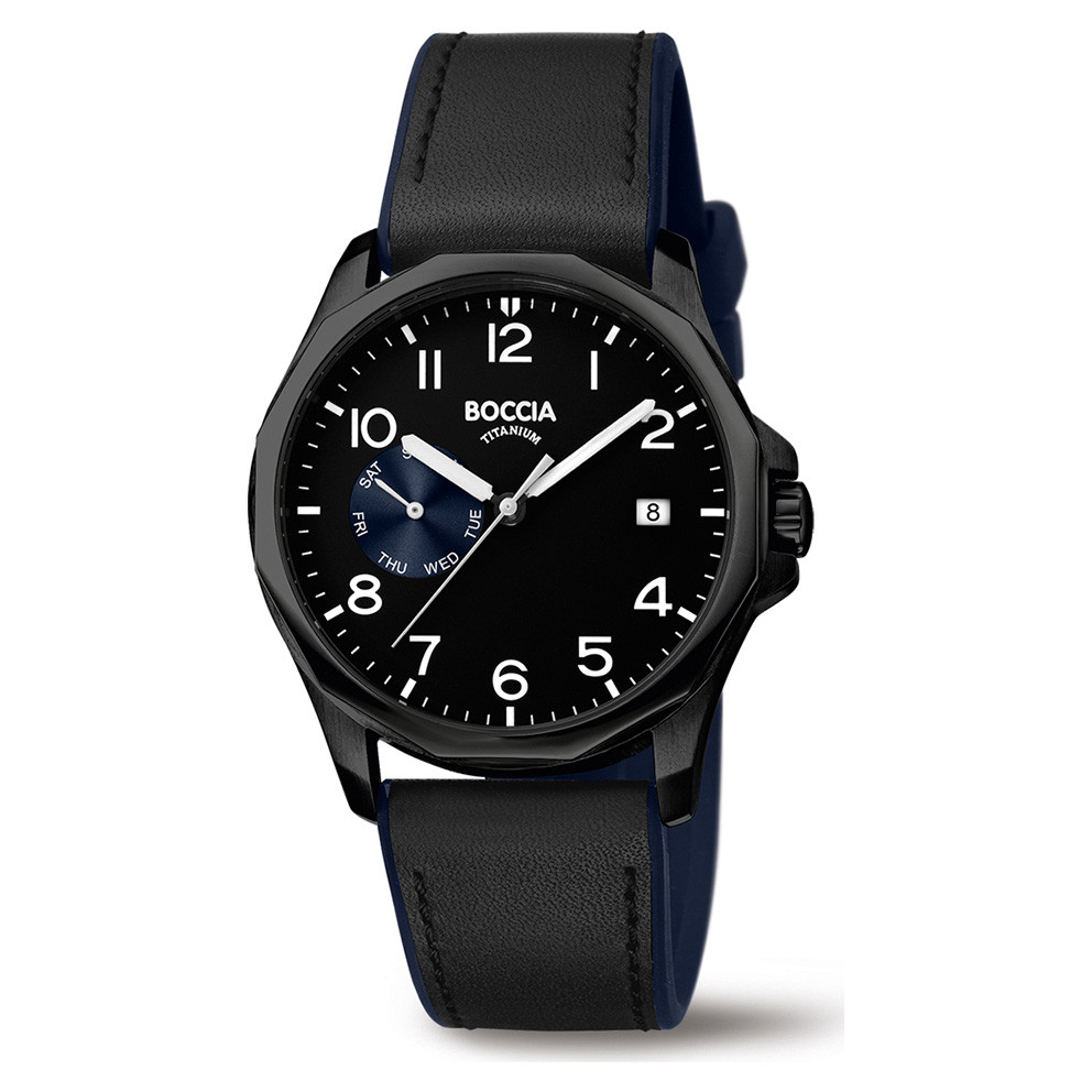 Boccia 3644-03 Horloge Titanium-Leder zwart 40 mm 1
