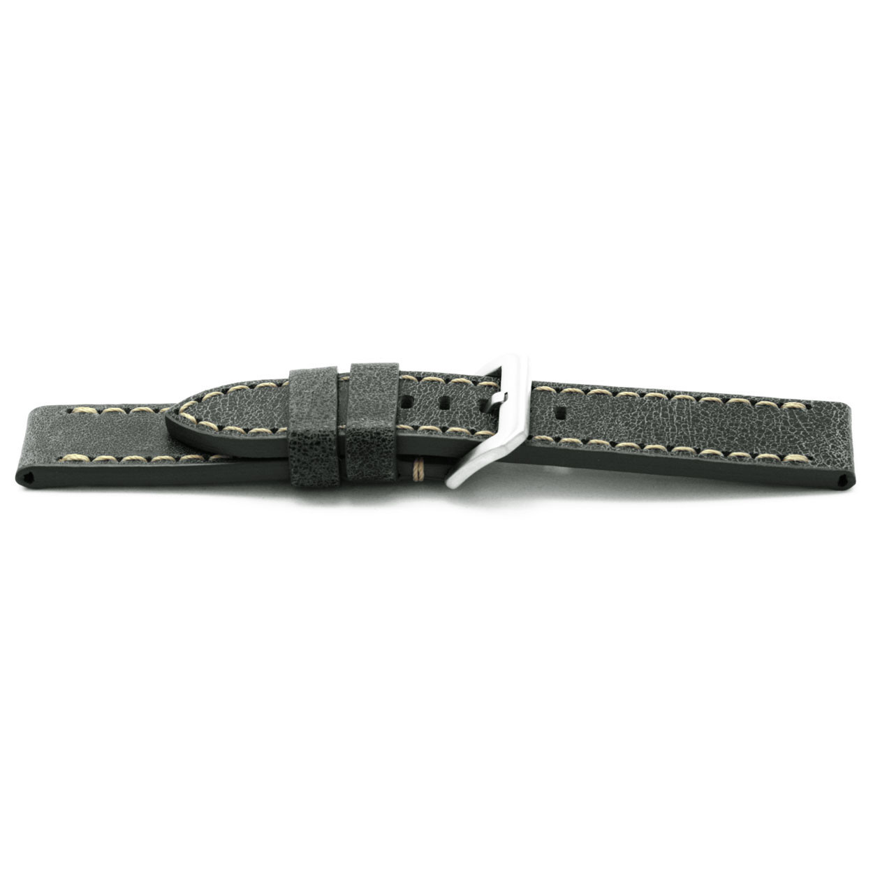 Horlogeband I818 Leder Vintage Zwart Grijs 24 mm 1