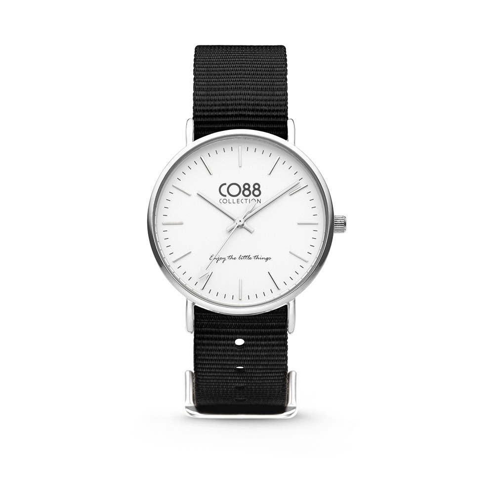 CO88 Horloge staal/nylon zwart/wit 36 mm 8CW-10023  1
