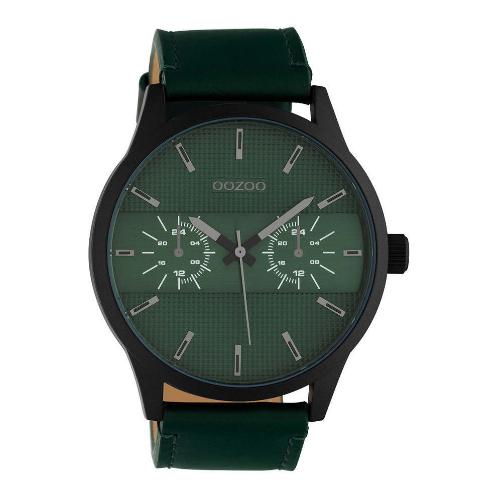 OOZOO C10537 Horloge Timepieces staal/leder zwart-groen 48 mm 1