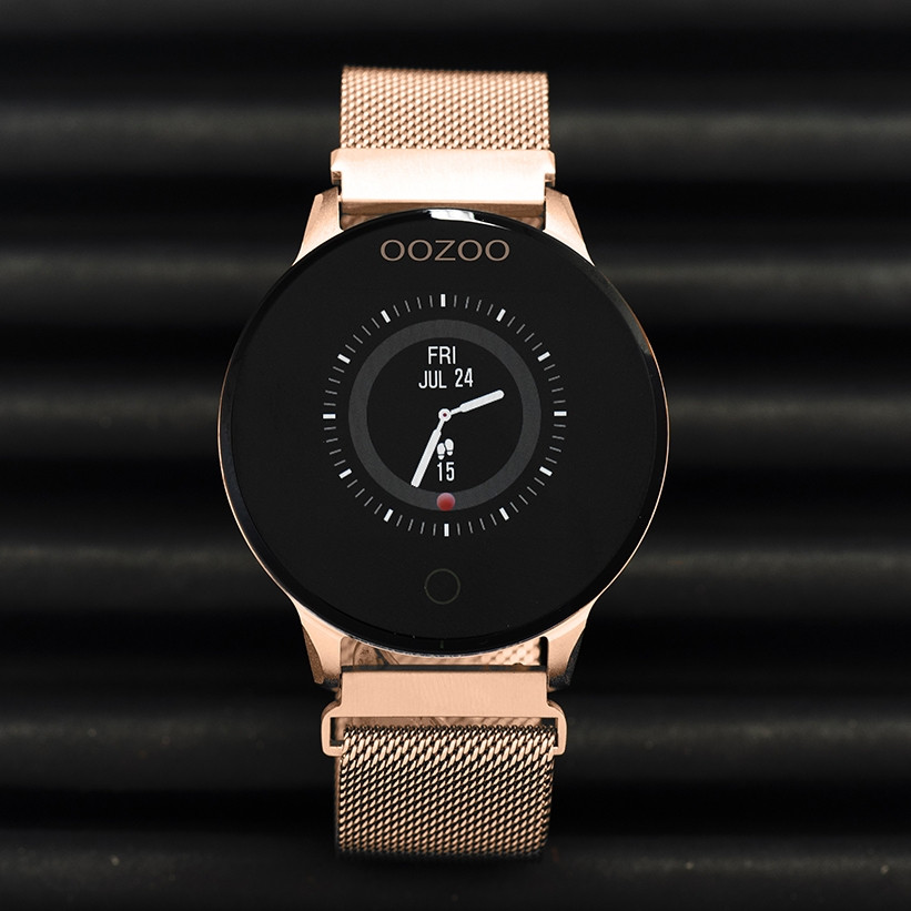 OOZOO Smartwatch Q00117 Mesh rosekleurig-zwart o.a. Hartslagmeter 43 mm