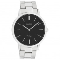 OOZOO C20022 Horloge Vintage staal zilverkleurig-zwart 42 mm 1