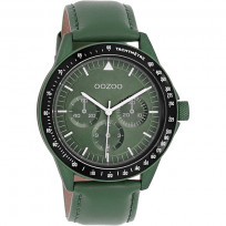 OOZOO C11111 Horloge Timepieces staal-leder zwart-groen 45 mm 1