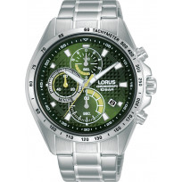 Lorus RM355HX9 Horloge Chronograaf staal zilverkleurig-groen 44 mm  1