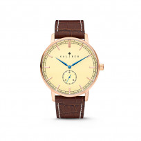 Kaliber 7KW-00003 Horloge met lederen band bruin-rosékleurig 40 mm 1