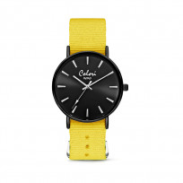 Colori XOXO 5 COL552 Horloge geschenkset met Armband - Nato Band - Ø 36 mm - Geel / Zwart  1