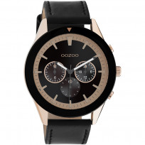 OOZOO C10804 Horloge Timepieces staal-leder rosekleurig-zwart 45 mm 1