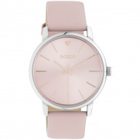 OOZOO C10926 Horloge Timepieces staal-leder zilverkleurig-roze 40 mm 1