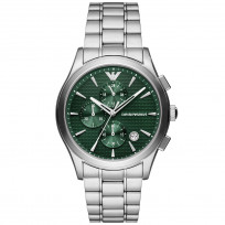 Emporio Armani AR11529 Horloge Paolo Chrono staal zilverkleurig-groen 42 mm 1