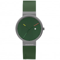 Jacob Jensen JJ643 Horloge titanium-rubber grijs-groen 35,5 mm 1