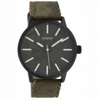 OOZOO C10003 Horloge Timepieces staal-leder camouflage-zwart 45 mm 1