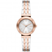 DKNY NY2965 Horloge Stanhope T-Bar staal zilver-en rosekleurig-wit 29 mm 1