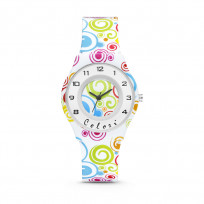 Colori Funtime 5 CLK101 Kinderhorloge met Cirkels - Siliconen Band - Ø 34 mm - Wit / Multikleur 1