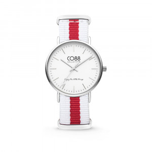 CO88 Horloge staal/nylon rood/wit 36 mm 8CW-10027  1