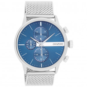 OOZOO C11100 Horloge Timepieces staal zilverkleurig-blauw 45 mm 1