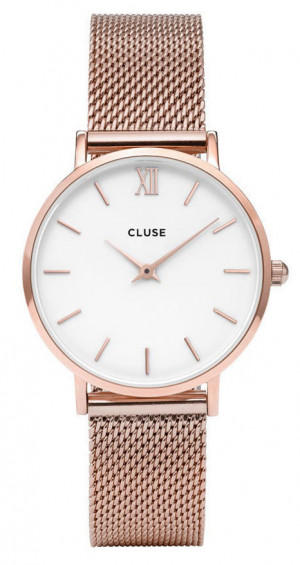 Cluse horloge CW0101203001 Minuit Mesh rosegold-white 33 mm 1