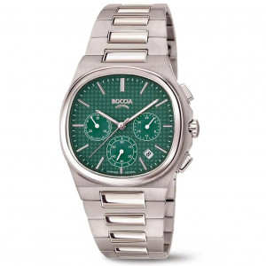 Boccia 3740-02 Horloge Chronograaf titanium zilverkleurig-groen 45 mm 1