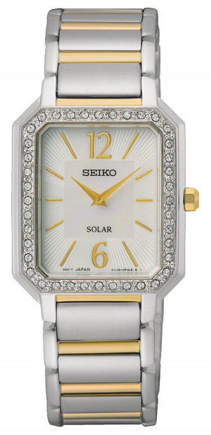 Seiko SUP466P1 Horloge Solar staal zilver-en goudkleurig-parelmoer 25 mm 1