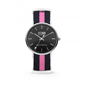 CO88 Horloge staal/nylon zwart/roze 36 mm 8CW-10034  1