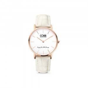 CO88 Collection Watches 8CW 10081 Horloge - Leren Band - Ø 32 mm - Rosékleurig 1