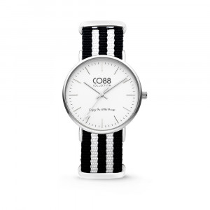 CO88 Horloge staal/nylon zilver/zwart/wit 36 mm 8CW-10035  1