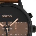 OOZOO C10518 Horloge Timepieces staal/leder brown-black 50 mm 2