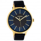 OOZOO C10568 Horloge Timepieces staal-leder donkerblauw-goudkleurig 44 mm 1