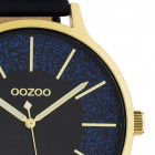 OOZOO C10568 Horloge Timepieces staal-leder donkerblauw-goudkleurig 44 mm 2