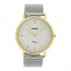 OOZOO C20117 Horloge Vintage Mesh zilver- en goudkleurig-glitter 40 mm 1