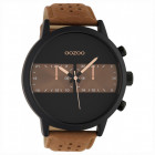 OOZOO C10518 Horloge Timepieces staal/leder brown-black 50 mm 1