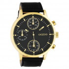 OOZOO C10531 Horloge Timepieces staal/leder goudkleurig-zwart 50 mm 1